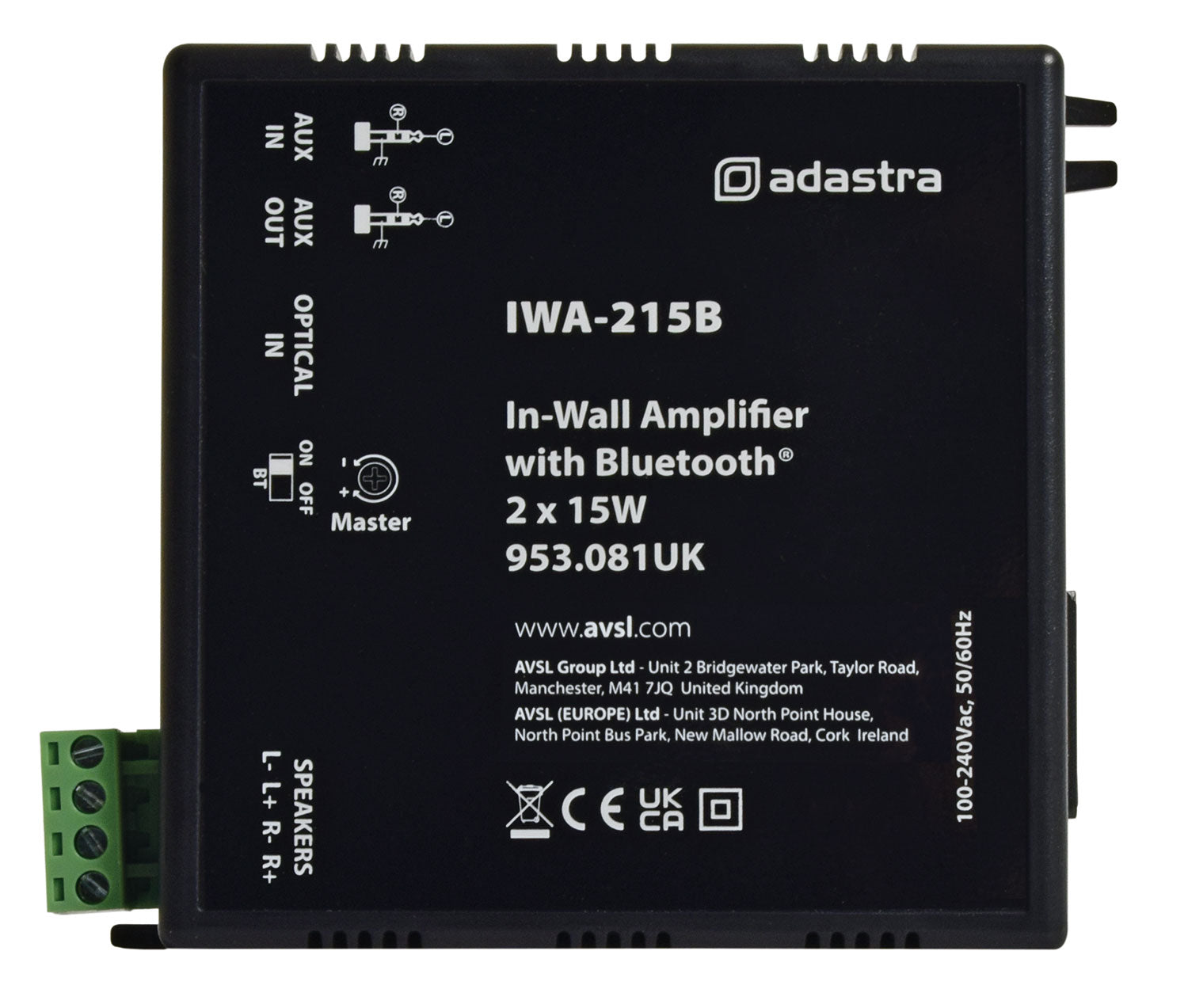 Adastra IWA215B In-wall Amplifier with Bluetooth 2 x 15W - view 2