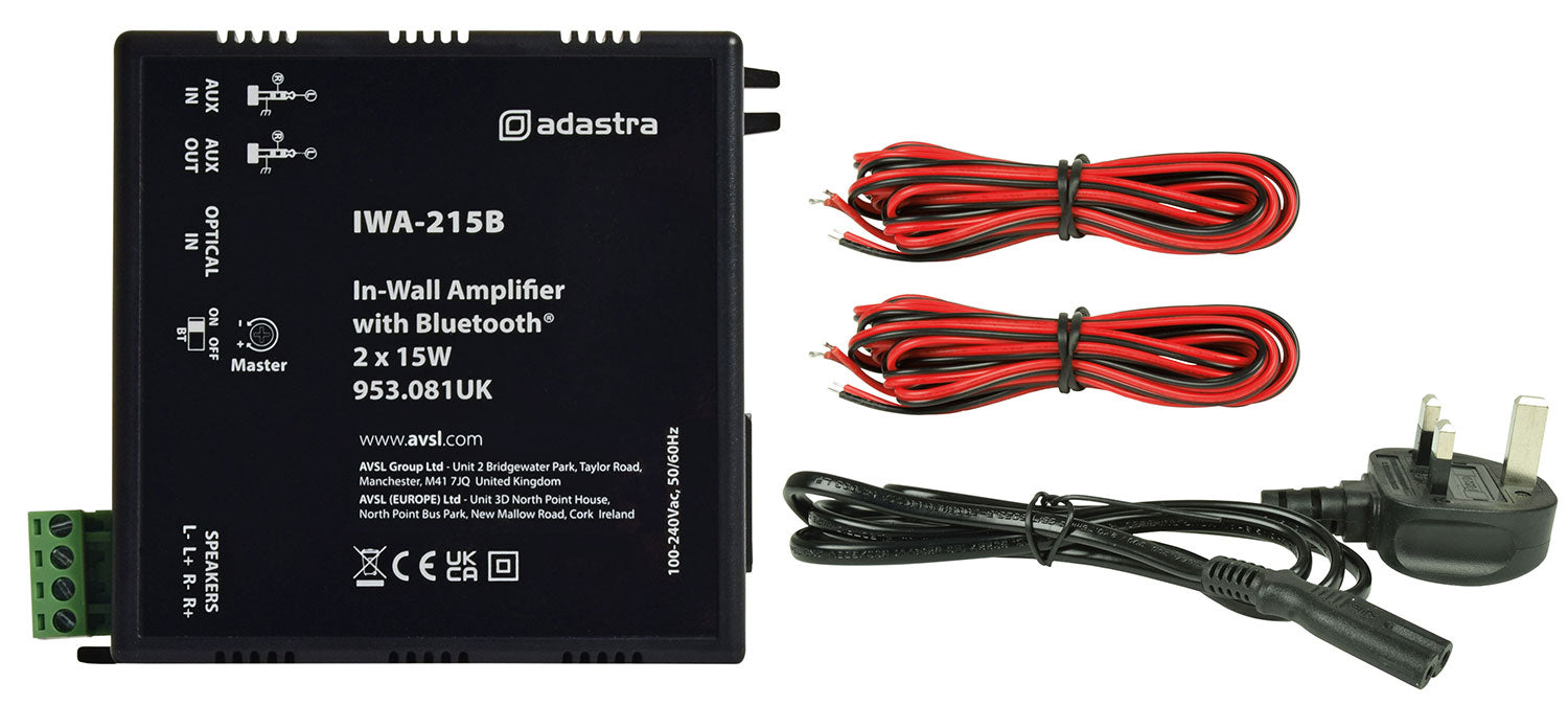 Adastra IWA215B In-wall Amplifier with Bluetooth 2 x 15W