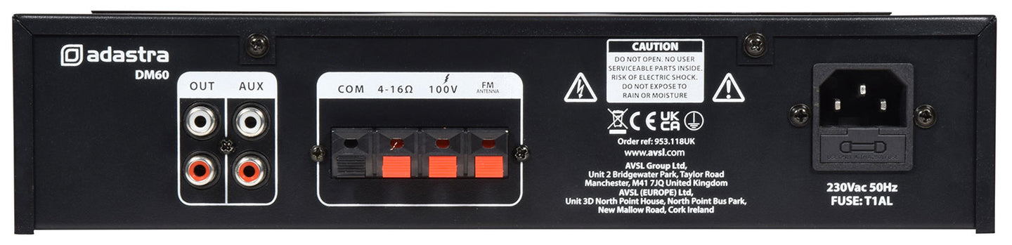 Adastra DM60 Digital 100V Mixer-Amp 60W - view 6