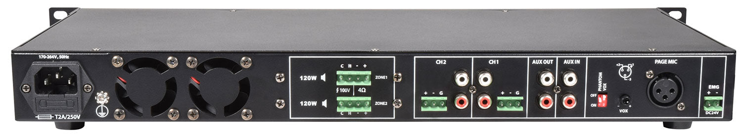 Adastra RMS1202 Amplifier 100V - 2 x 120W - view 2