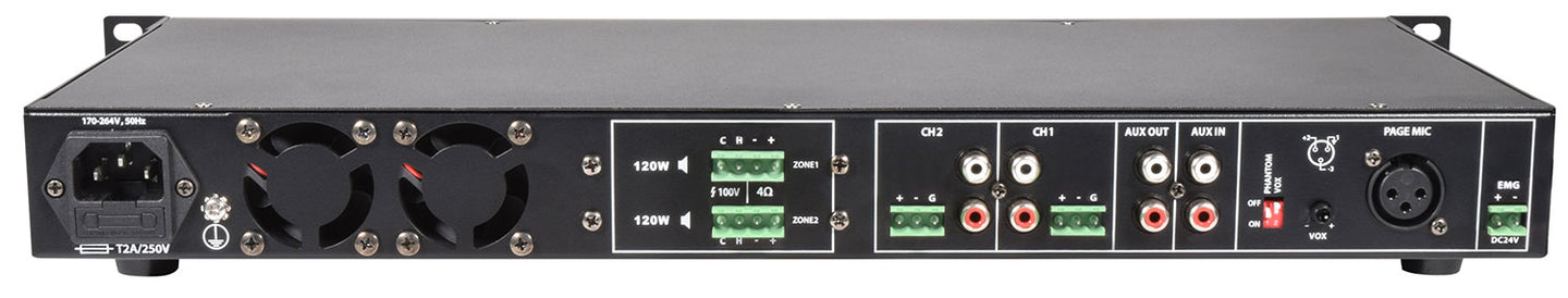Adastra RMS1202 Amplifier 100V - 2 x 120W - view 2