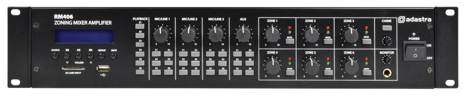 Adastra RM406 Mixer-Amp 100V 6 x 40W + USB/SD/FM/BT