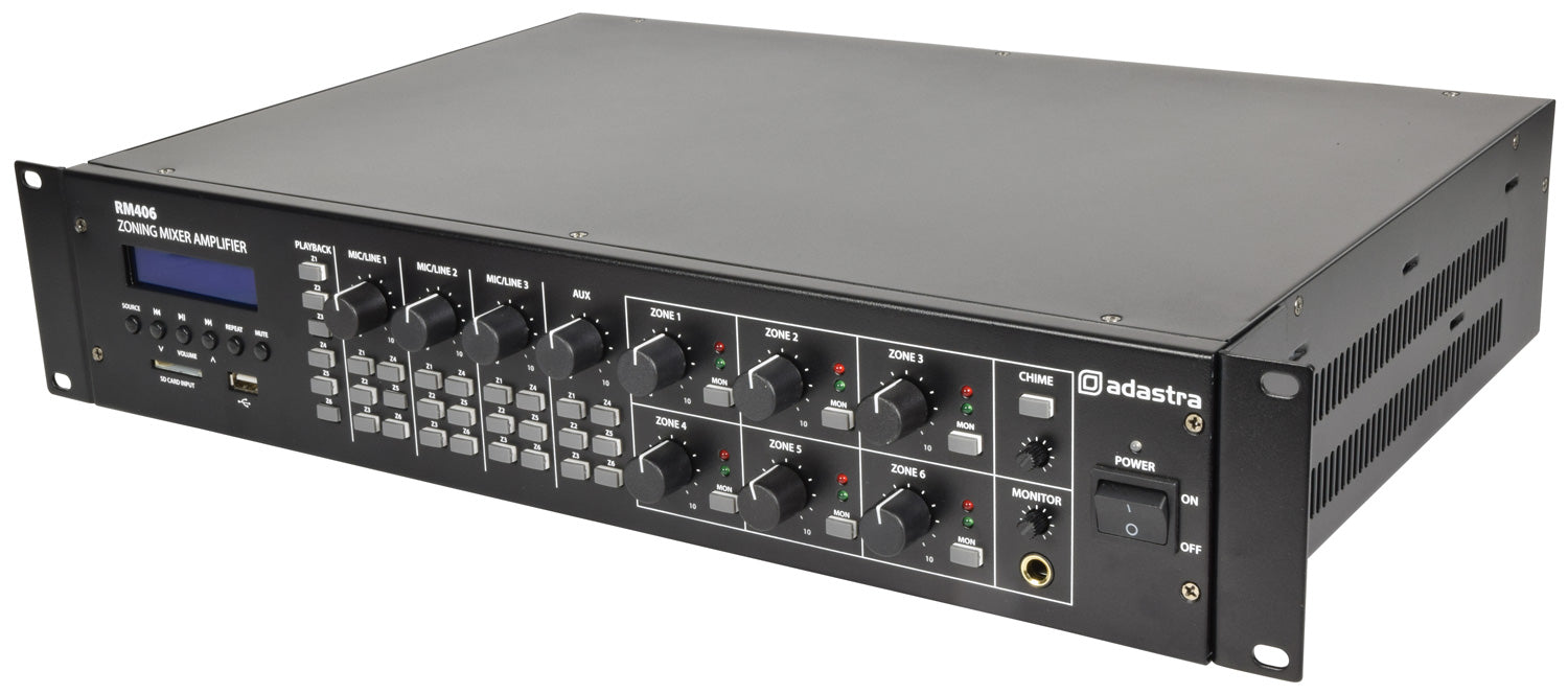 Adastra RM406 Mixer-Amp 100V 6 x 40W + USB/SD/FM/BT - view 2