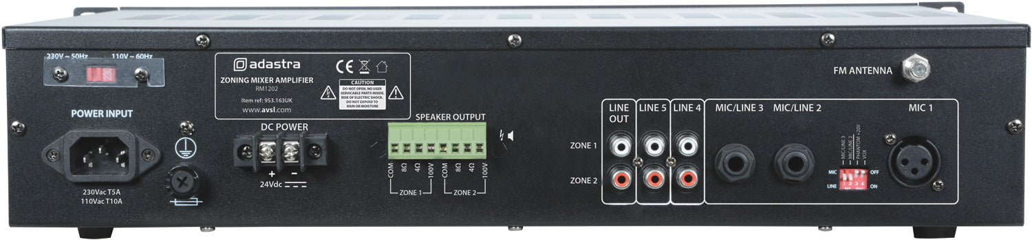 Adastra RM1202 Mixer-amp 2 x 120W + USB/SD/FM/BT - view 3