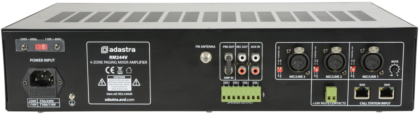 Adastra RM244V Mixer-amp with 4-zone paging - view 4