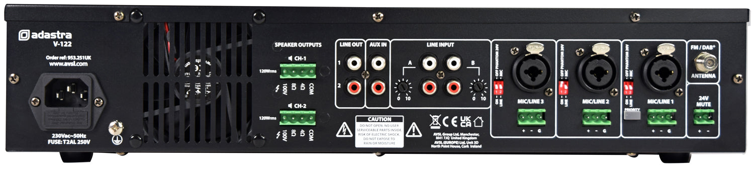 Adastra V-122 Mixer-Amplifier 100V with DAB+/FM/USB/SD/BT - view 3