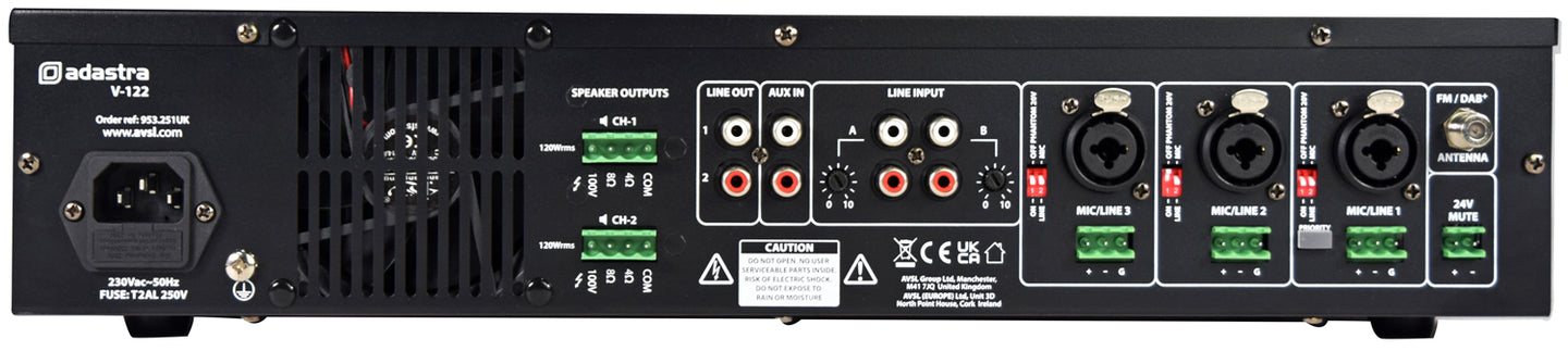 Adastra V-122 Mixer-Amplifier 100V with DAB+/FM/USB/SD/BT - view 3
