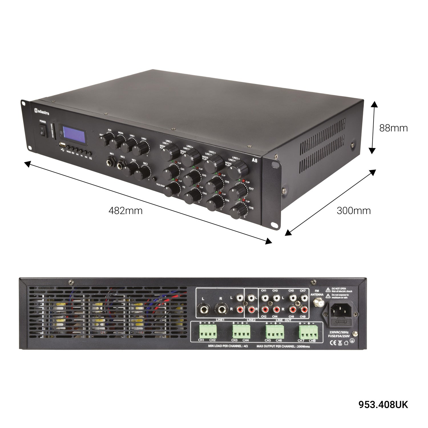 Adastra A8 Quad Stereo Amplfier 8x200W - view 7