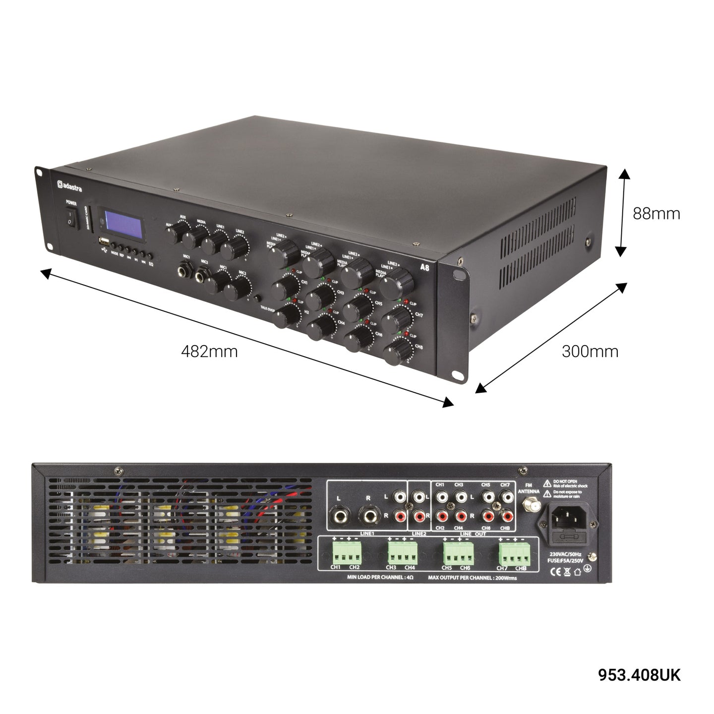 Adastra A8 Quad Stereo Amplfier 8x200W - view 7