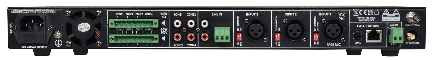 Adastra RM4460 Zoning 100V Mixer-amplifier 4 x 60W - view 3