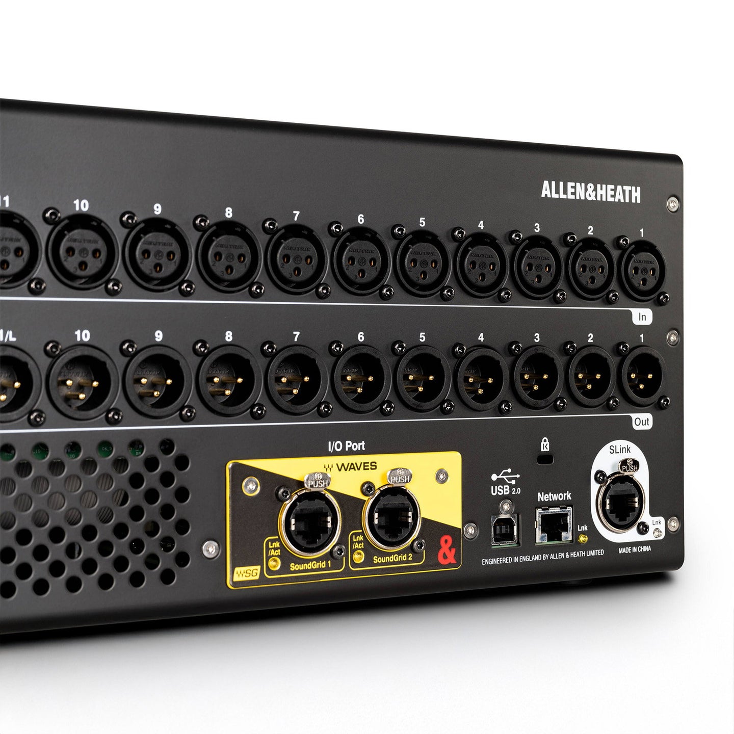 Allen & Heath 48ch Digital Mixer 16 Mic/Line 12 XLR out SQ-Rack  - Back Panel and Connections