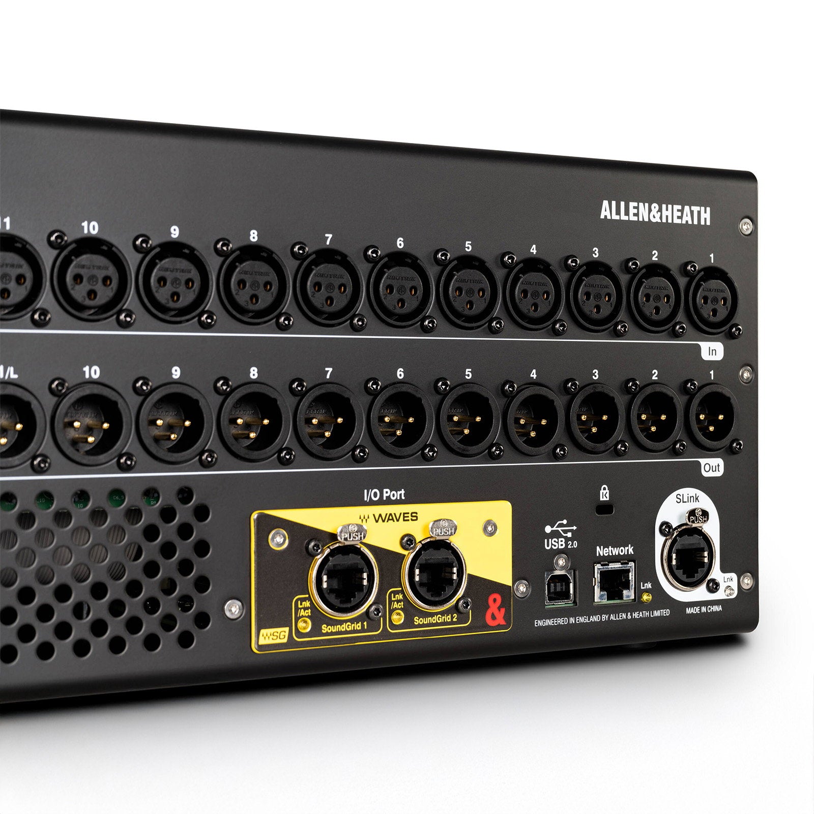 Allen & Heath 48ch Digital Mixer 16 Mic/Line 12 XLR out SQ-Rack  - Back Panel and Connections