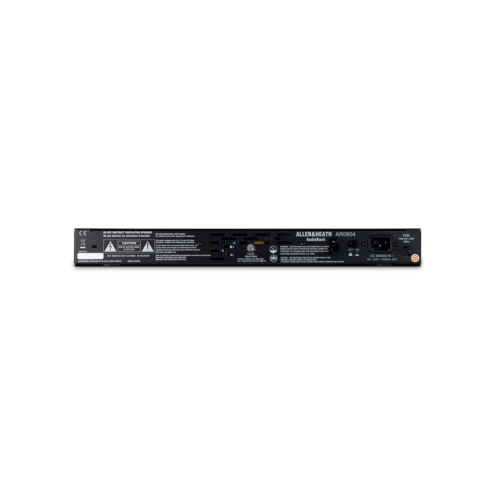 Allen & Heath Audio Rack AR84  - Back Panel and Connections