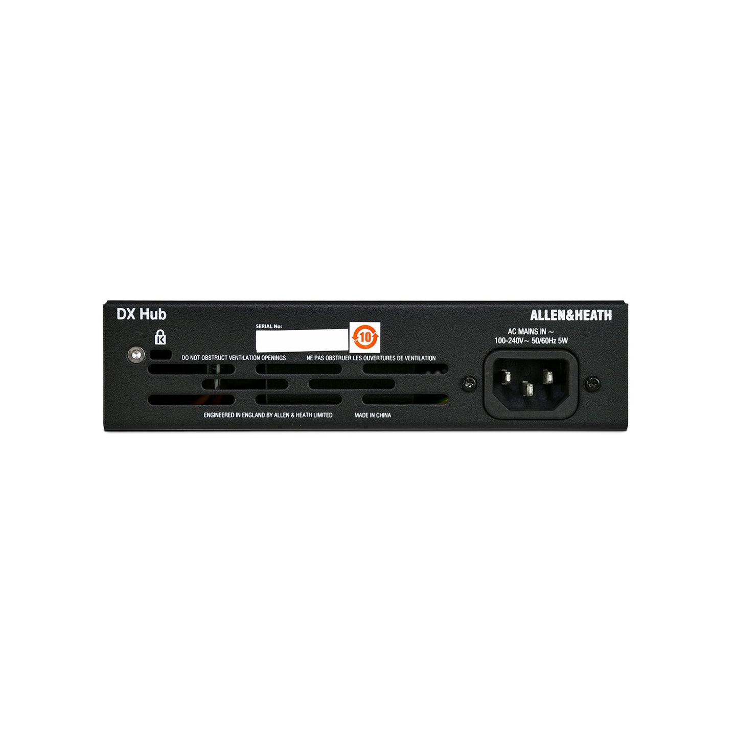 Allen & Heath ½ rack hub for DX Expanders gigaACE port 4 DX ports DX-HUB - Back Panel and Connections