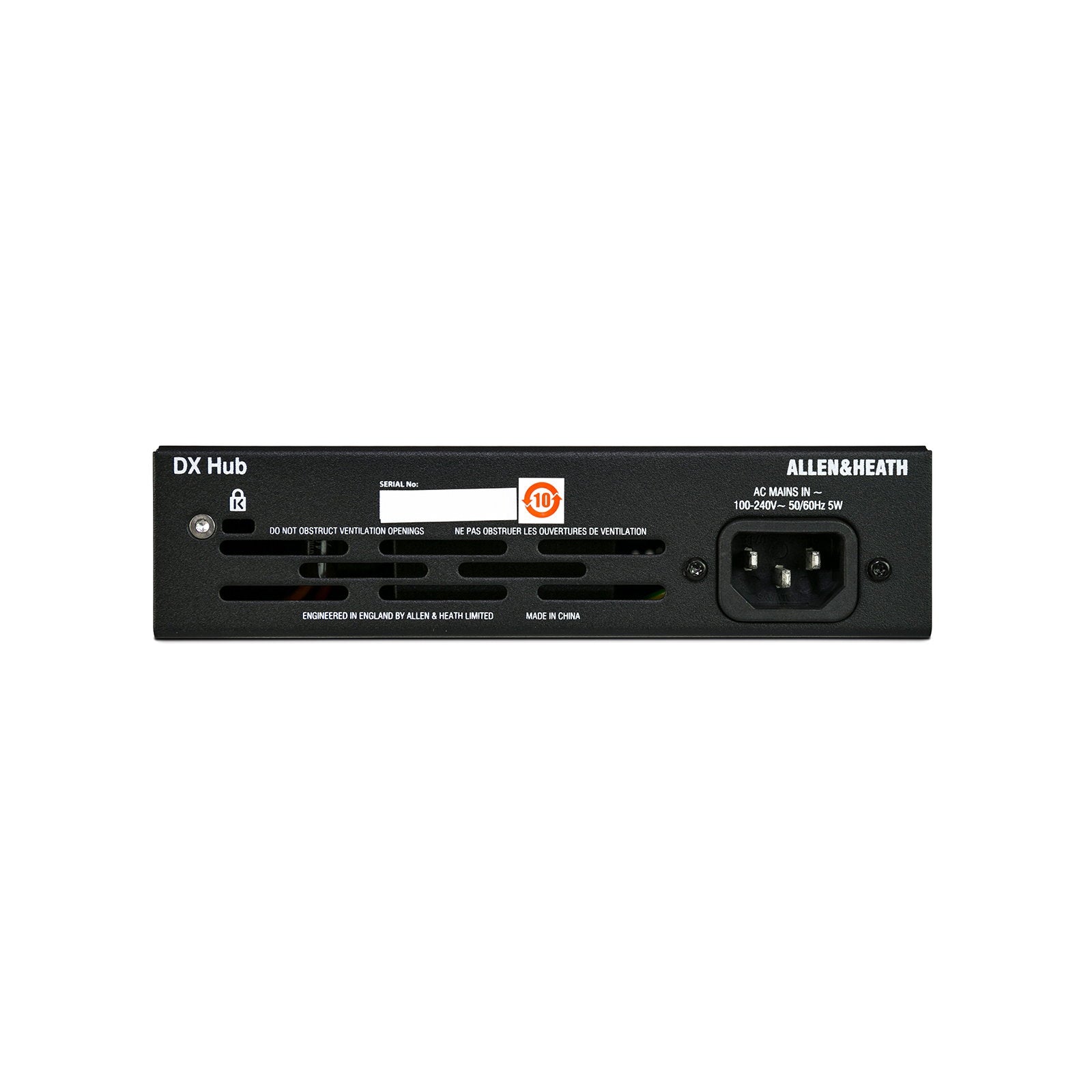 Allen & Heath ½ rack hub for DX Expanders gigaACE port 4 DX ports DX-HUB - Back Panel and Connections