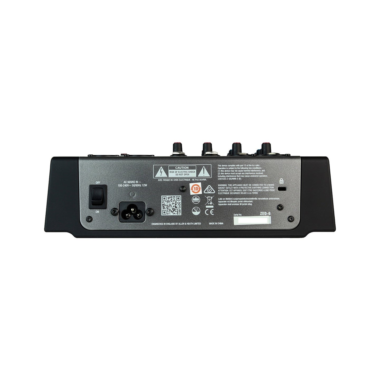 Allen & Heath Compact Stereo Mixer ZED-6 - Back Panel and Connections