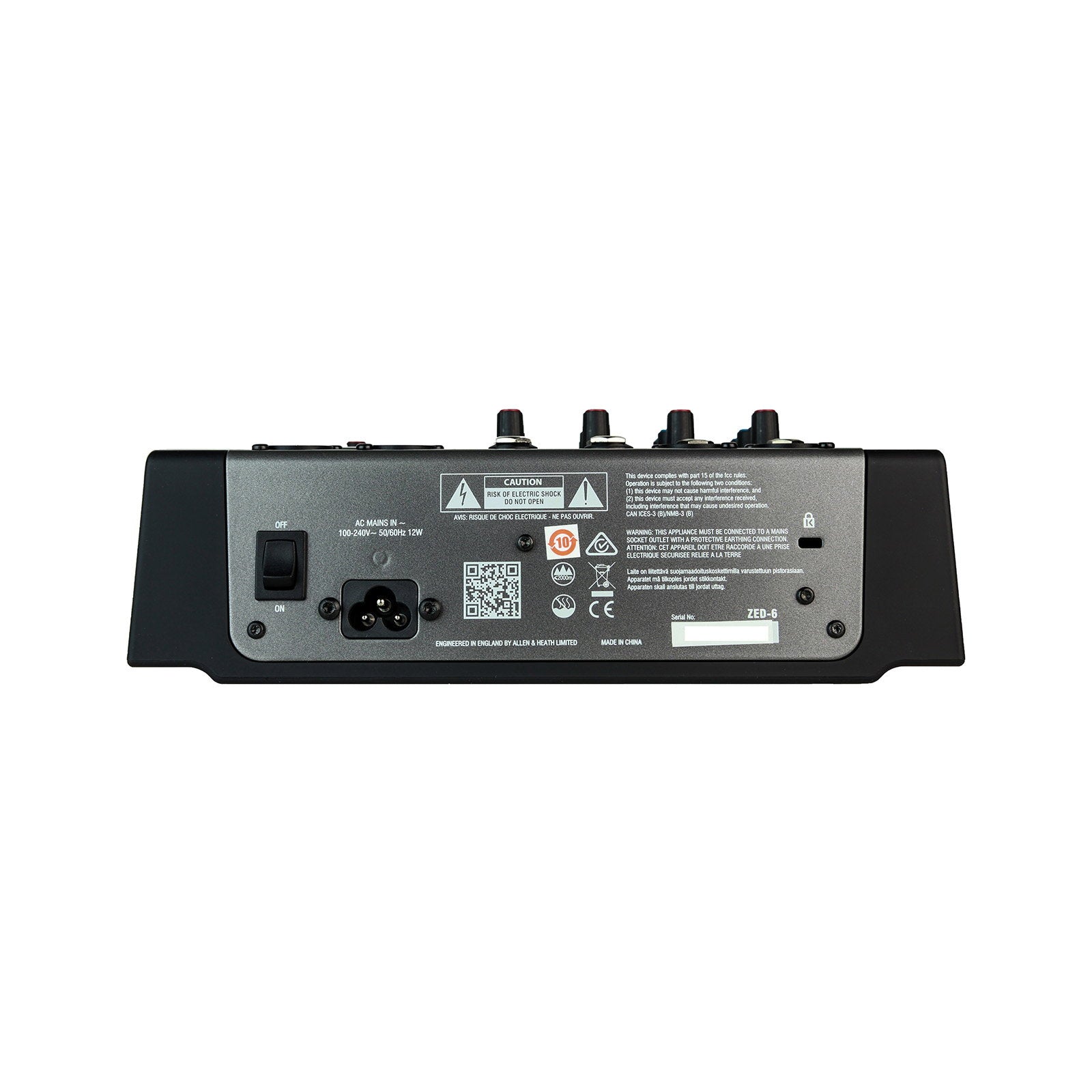 Allen & Heath Compact Stereo Mixer ZED-6 - Back Panel and Connections