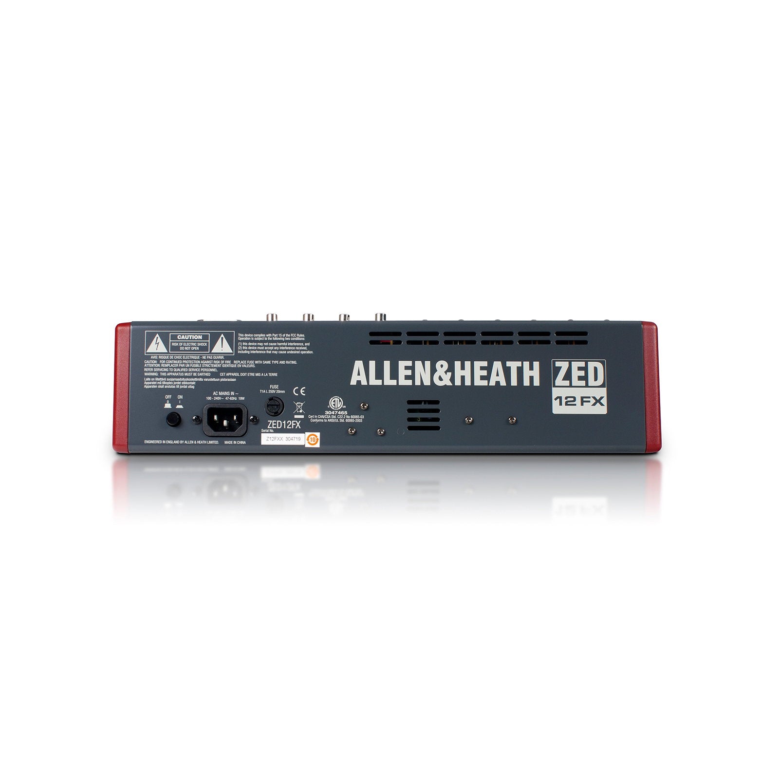 Allen & Heath Compact Stereo Mixer ZED12FX - Back Panel and Connections