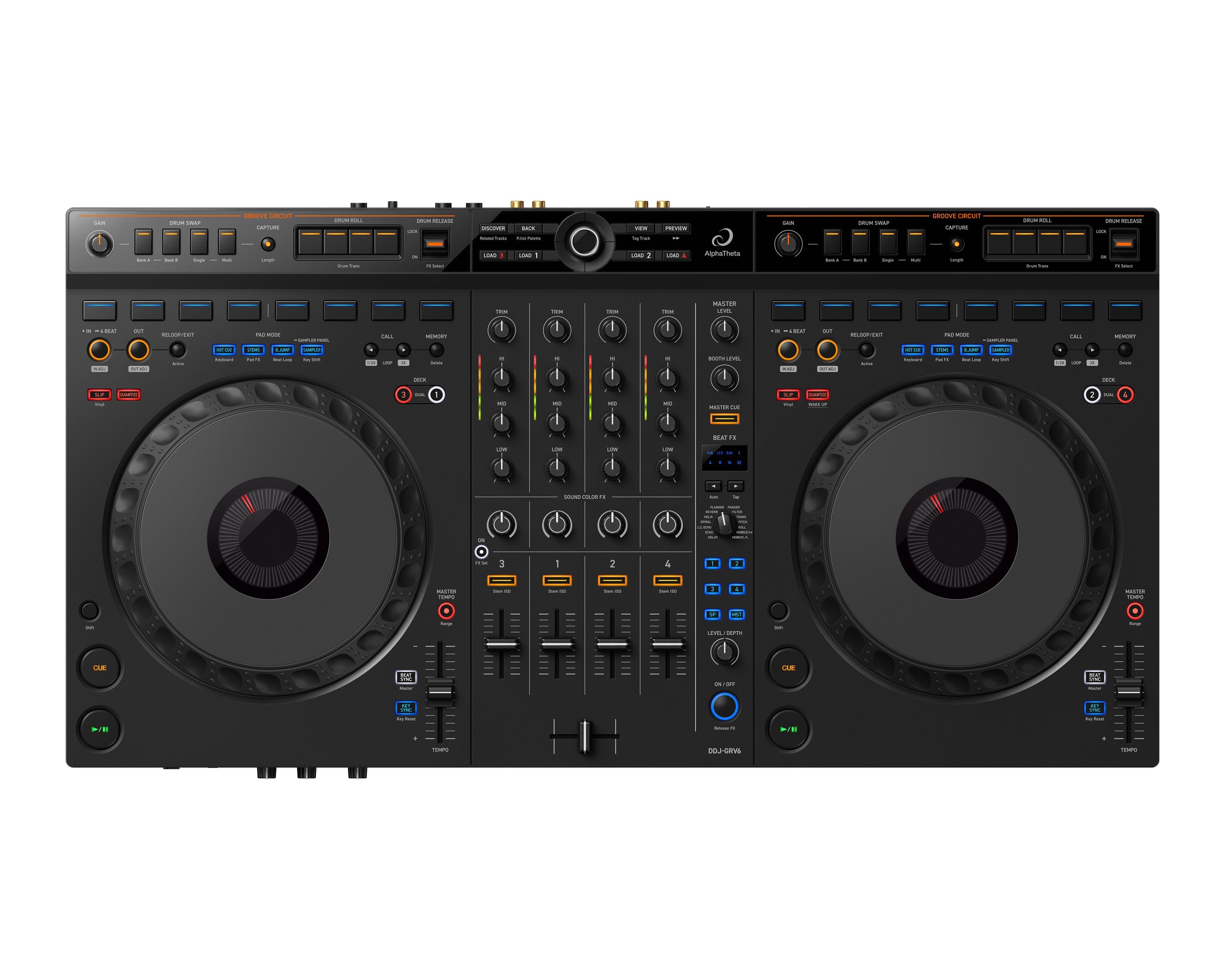 AlphaTheta DDJ-GRV6 4-Channel DJ Controller for rekordbox and Serato DJ Pro - Main