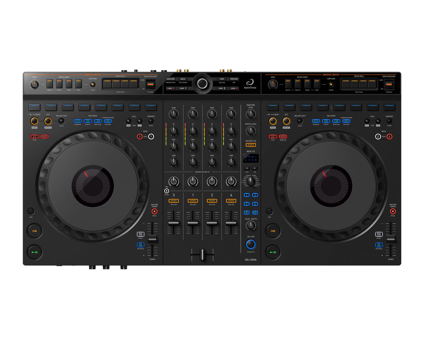 AlphaTheta DDJ-GRV6 4-Channel DJ Controller for rekordbox and Serato DJ Pro - Main
