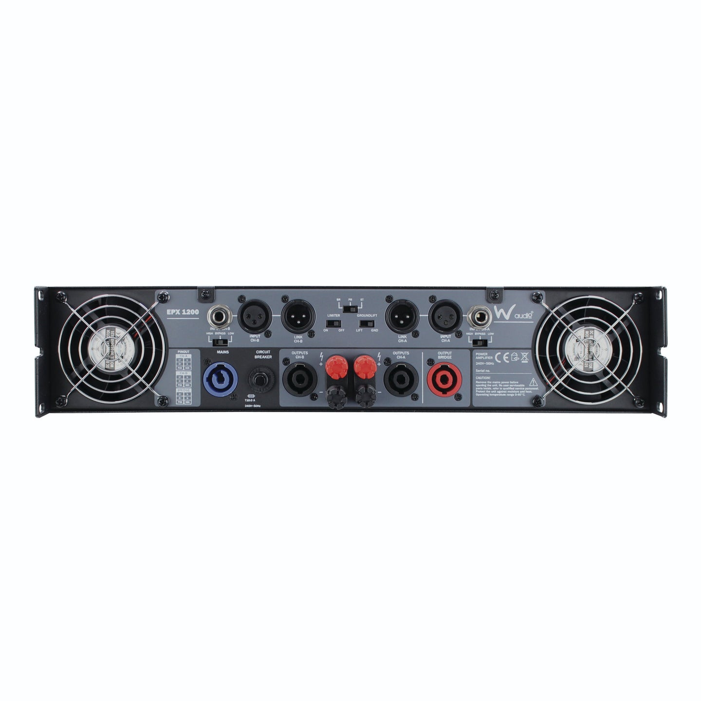 W Audio EPX 1200 Power Amplifier - Back Panel and Connections