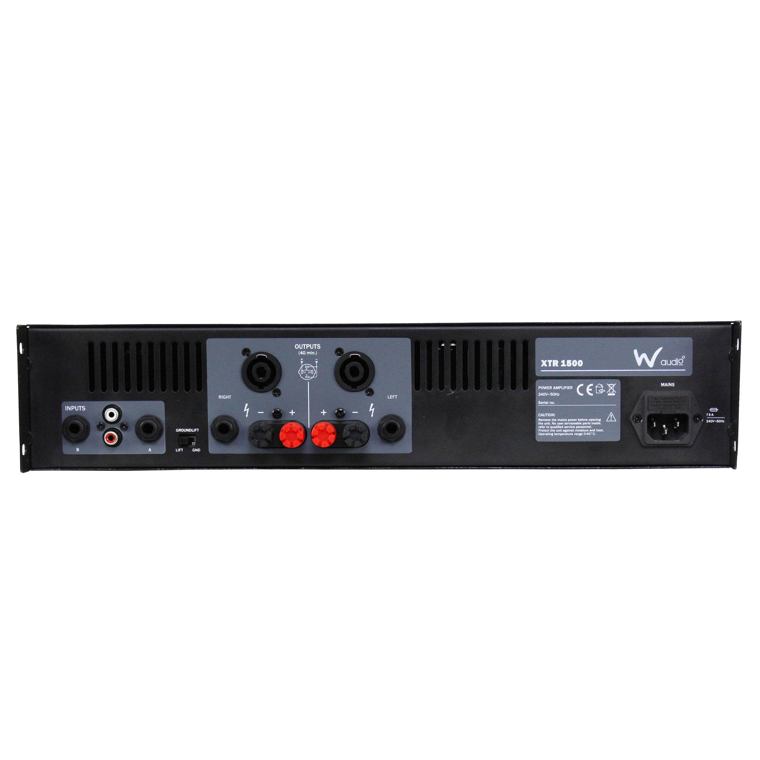W Audio XTR 1500 Power Amplifier - Back Panel and Connections