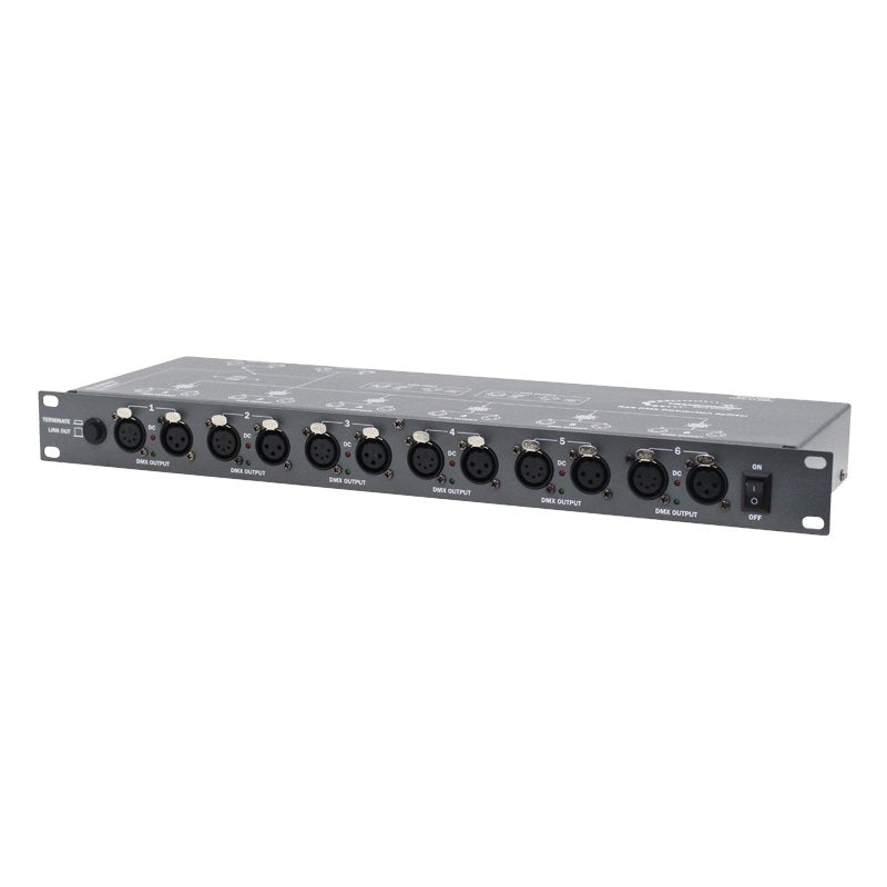 Transcension RS6 Rackmount DMX Distribution Splitter - Back Panel and Connections