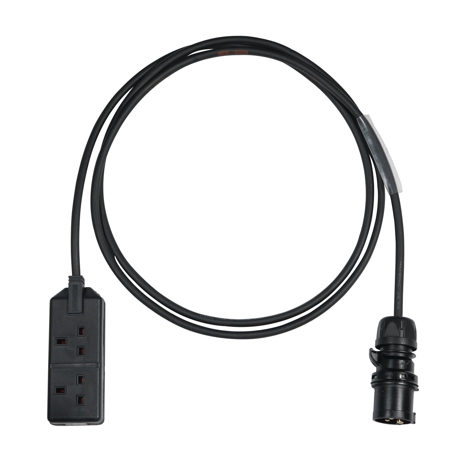 Elumen8 5m 1.5mm PCE Black 16A Plug to 2 Gang 13A Socket Cable - Alternate View 1