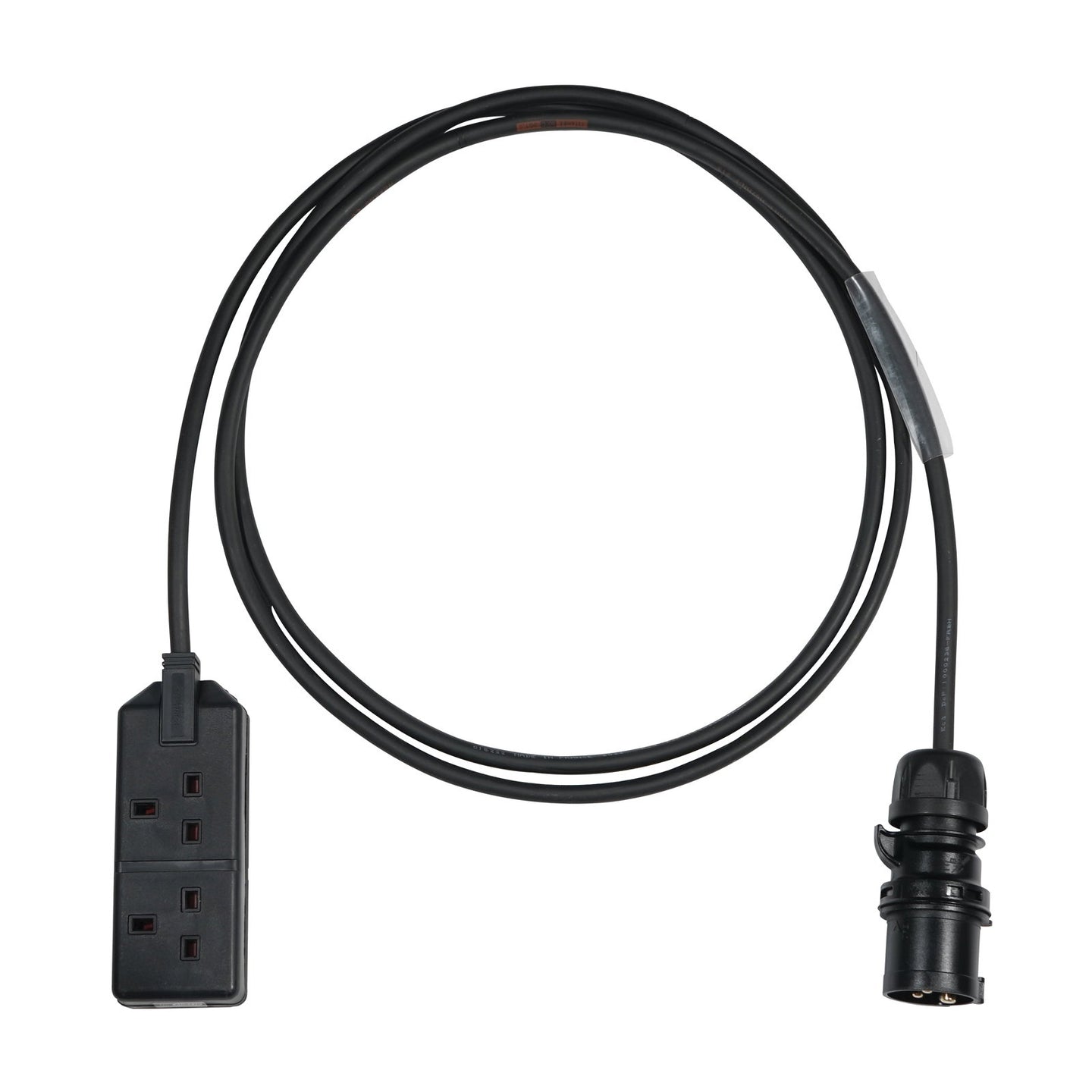 Elumen8 20m 1.5mm PCE Black 16A Plug to 2 Gang 13A Socket Cable - Main View