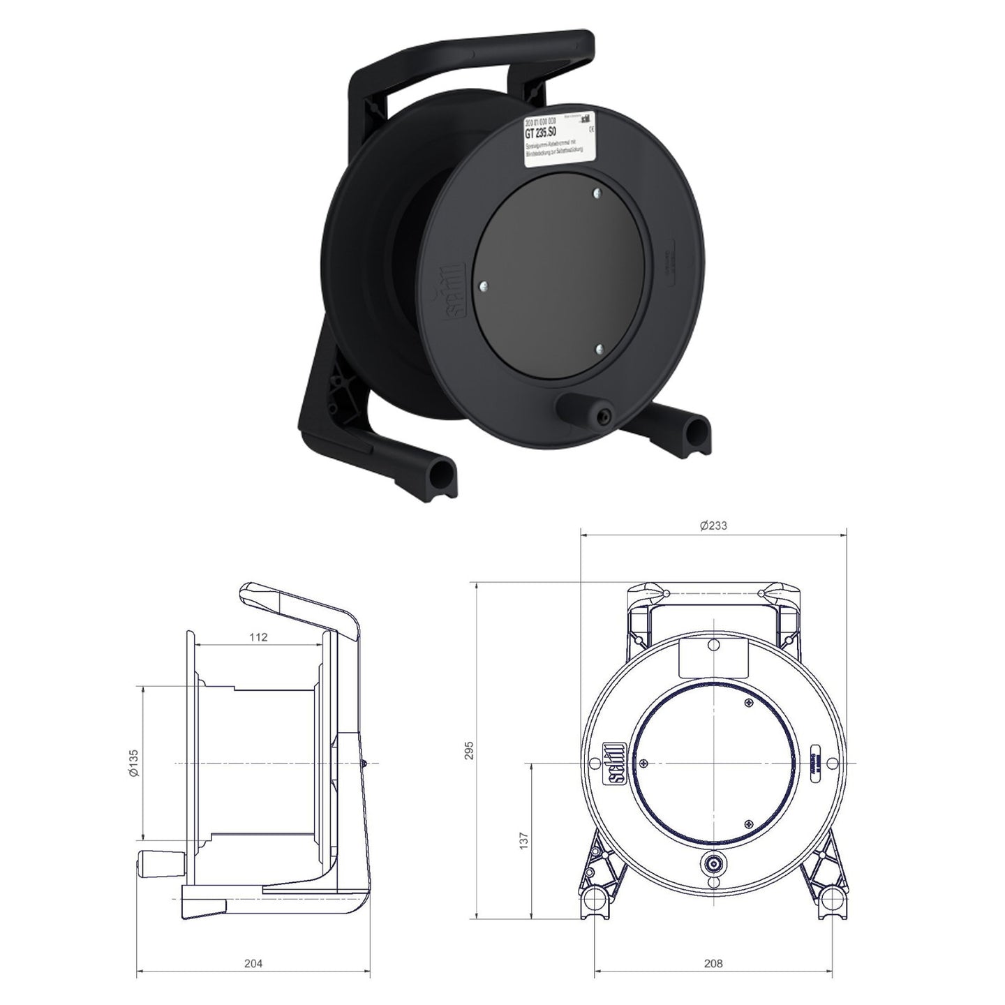 Schill Empty Cable Reel with Blank Plate GT235.SO - Main View