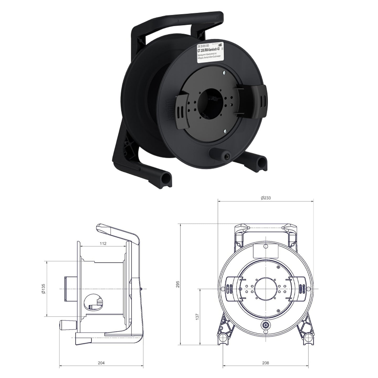 Schill Empty Cable Reel with Auxiliary Winder GT235.RM - Main View