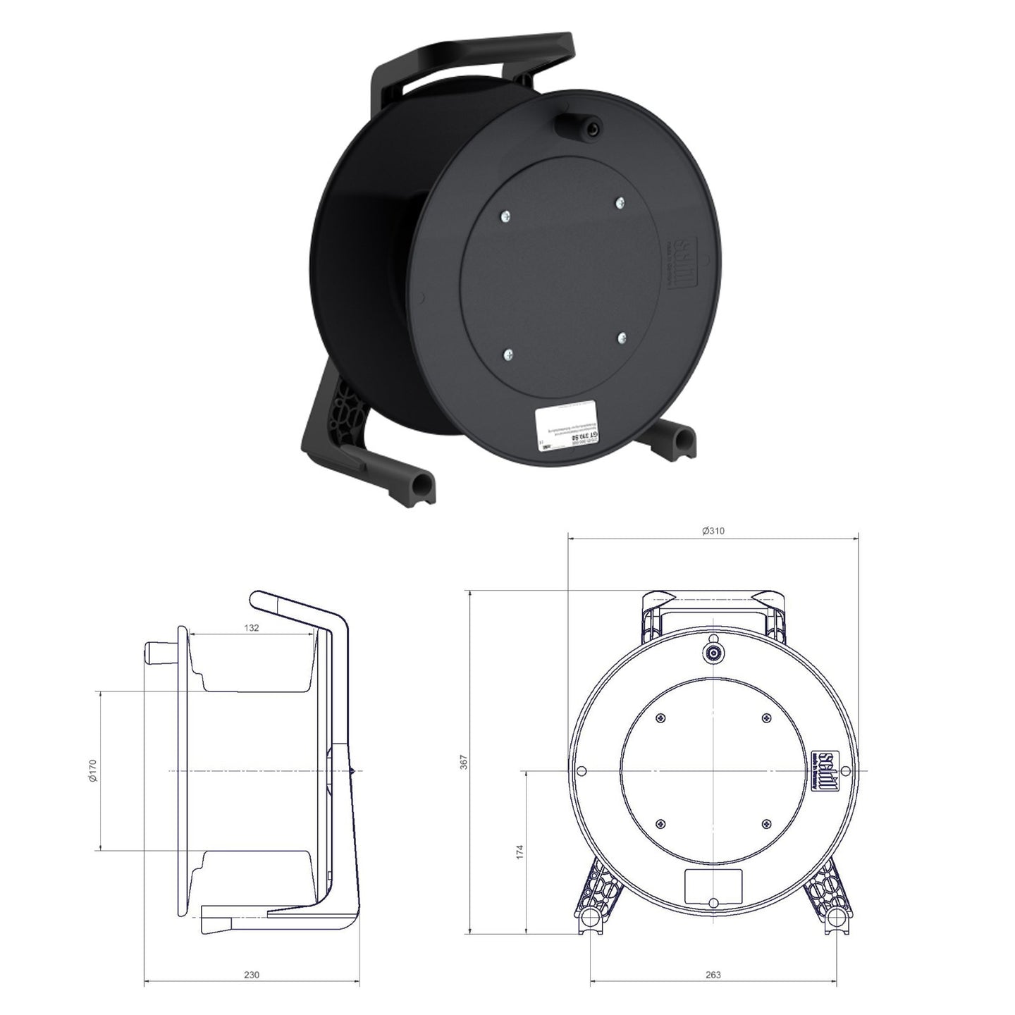 Schill Empty Cable Reel with Blank Plate GT310.SO - Main View