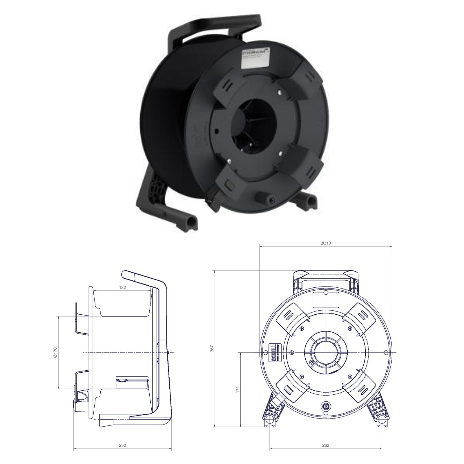 Schill Empty Cable Reel with Auxiliary Winder GT310.RM - Main View