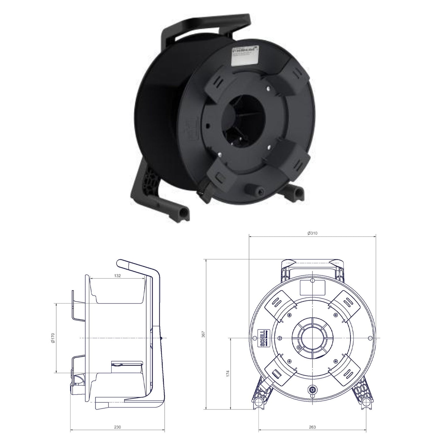 Schill Empty Cable Reel with Auxiliary Winder GT310.RM - Main View