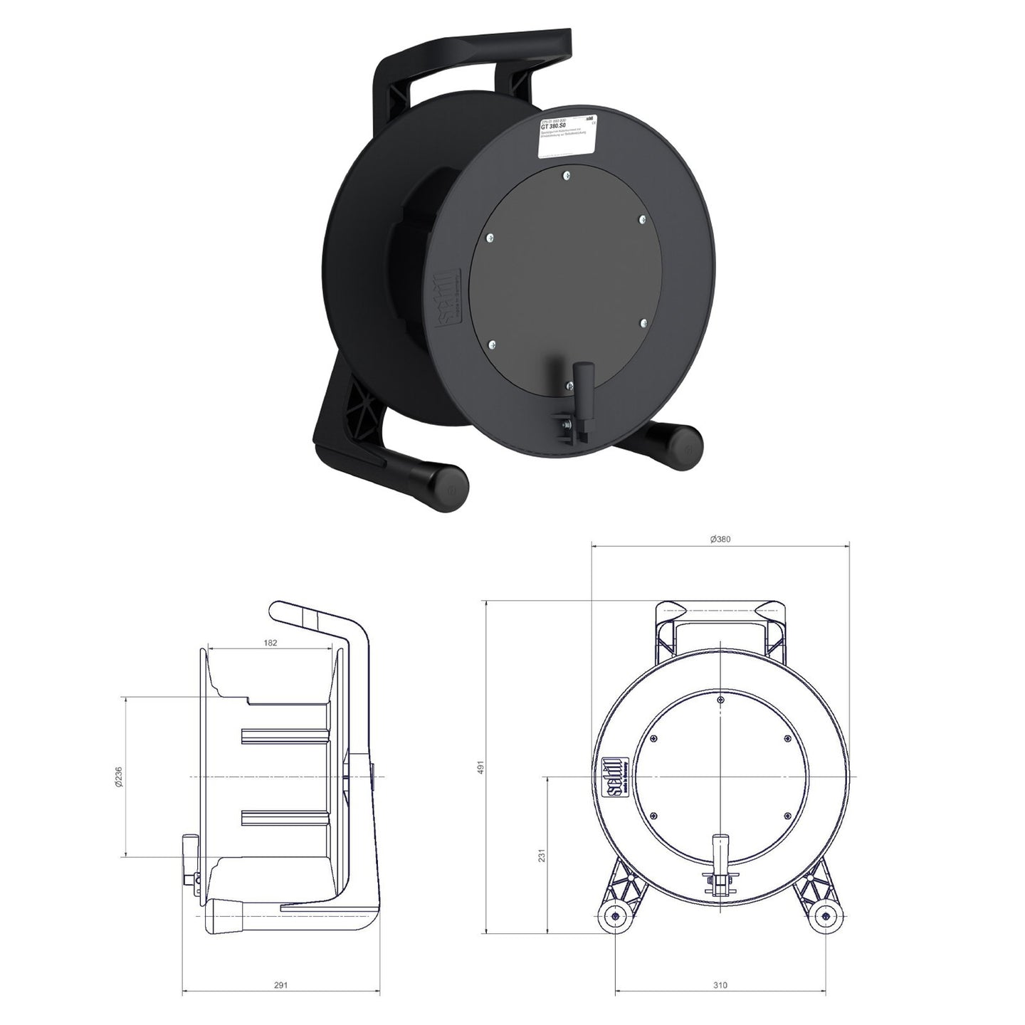Schill Empty Cable Reel with Blank Plate GT380.SO - Main View