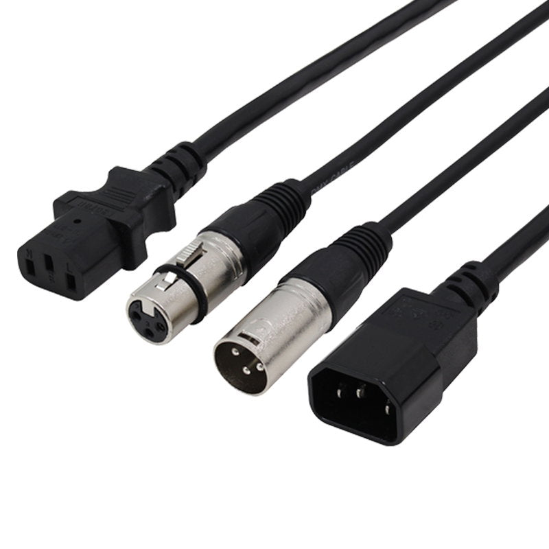 LEDJ 10m Combi IEC and XLR 3-Pin Male - Female DMX Cable - Main View