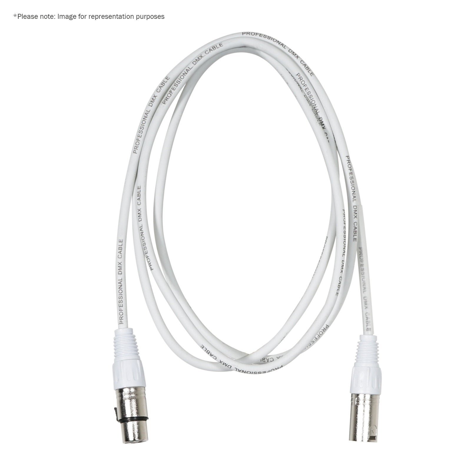 LEDJ 2m 3-Pin Male XLR - 3-Pin Female XLR DMX Cable (White Sheath) - Main View