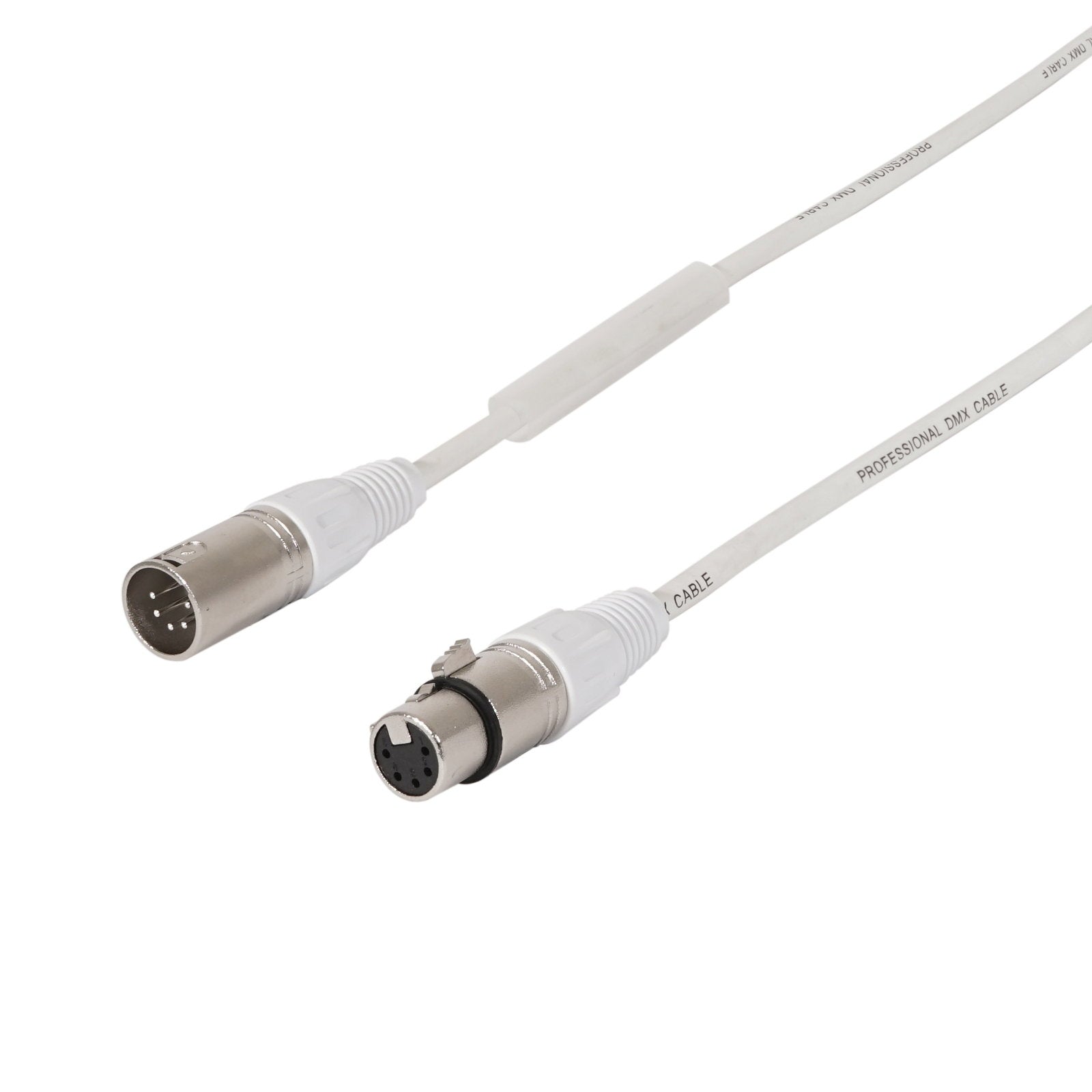 LEDJ 2m 5-Pin Male XLR - 5-Pin Female XLR DMX Cable (White Sheath) - Main View