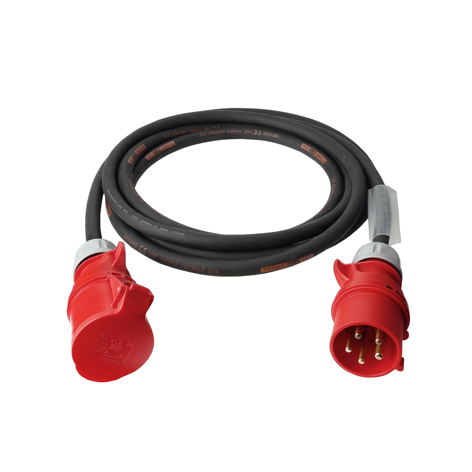 Elumen8 50m Red 32A Male - 32A Female 3PH 6mm 5C Cable  - Alternate View 1