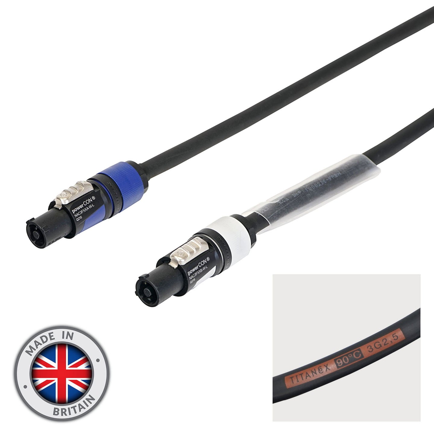Elumen8 1m Neutrik powerCON Link Cable - 2.5mm H07RN-F - Main View