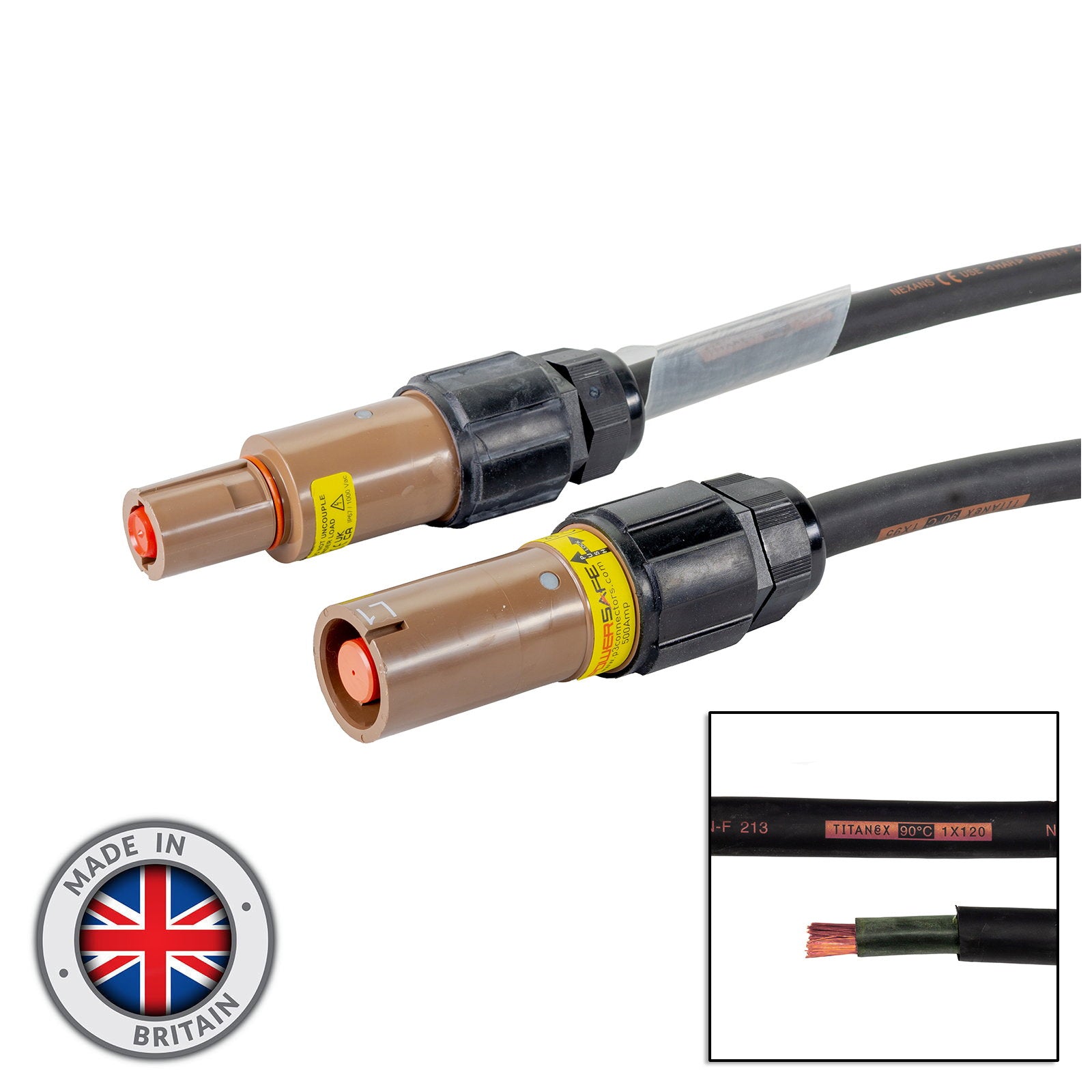 Elumen8 20m 120mm Powerlock Male Source - Female Drain L1 Brown - Alternate View 1