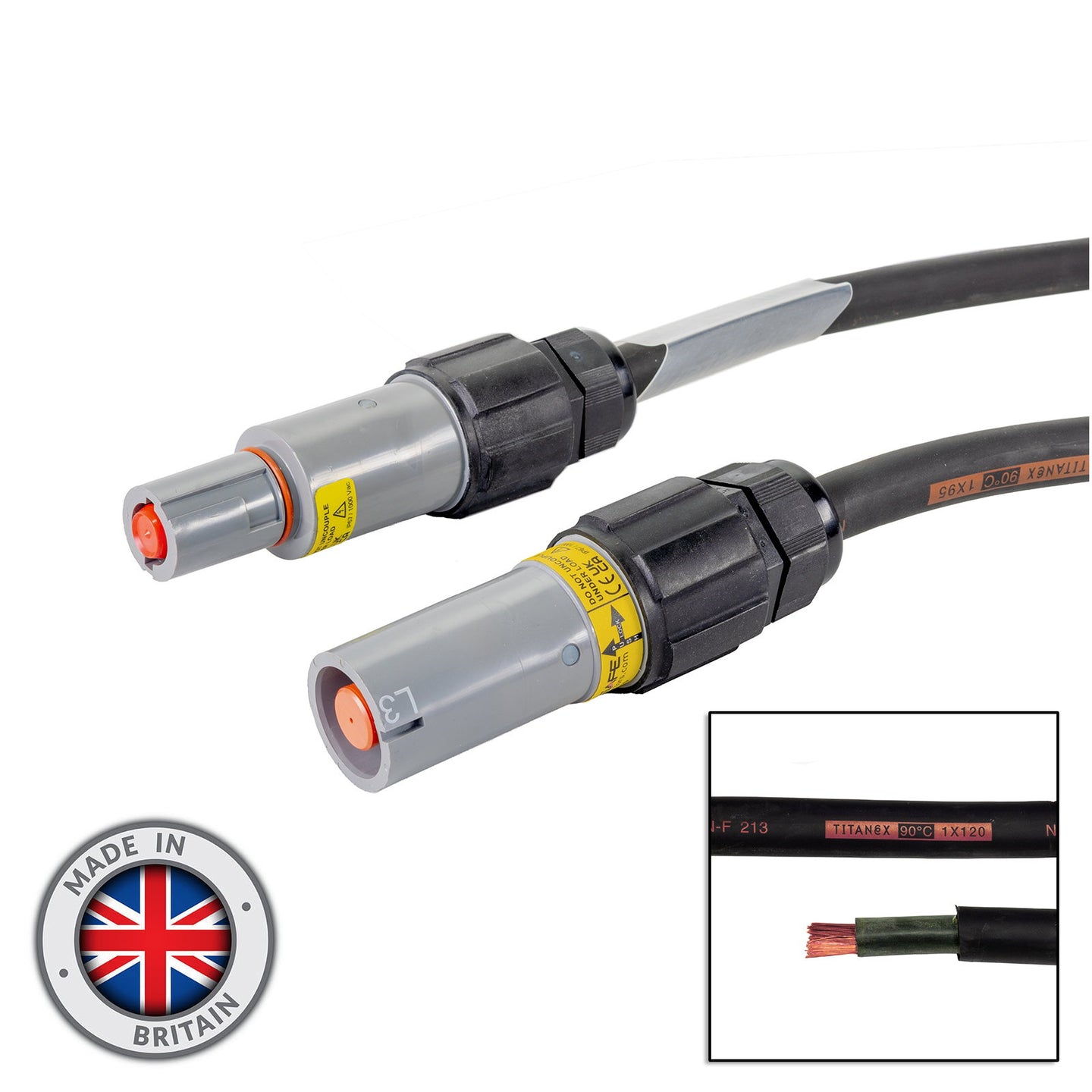Elumen8 25m 120mm Powerlock Male Source - Female Drain L3 Grey - Main View