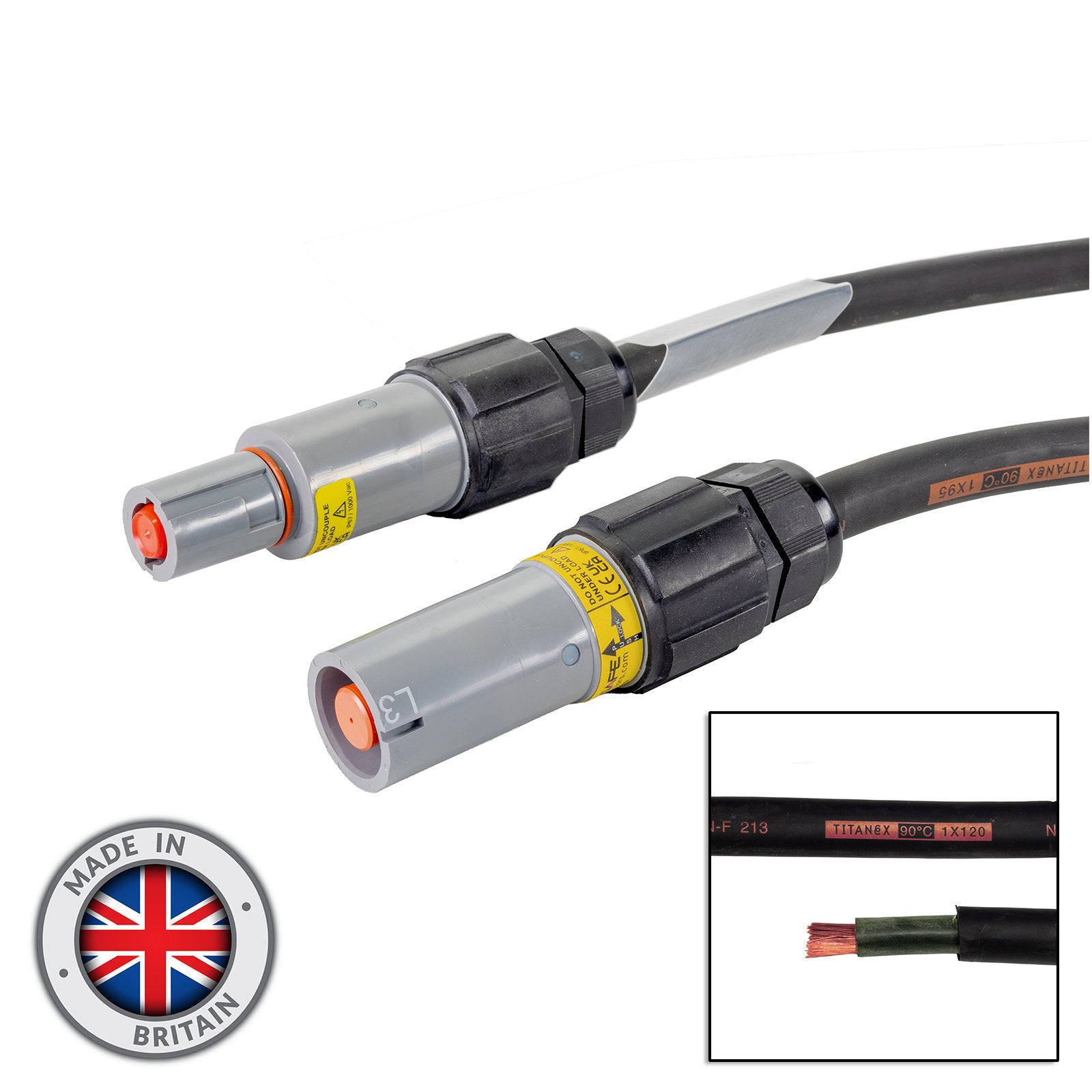 Elumen8 5m 120mm Powerlock Male Source - Female Drain L3 Grey - Back Panel and Connections