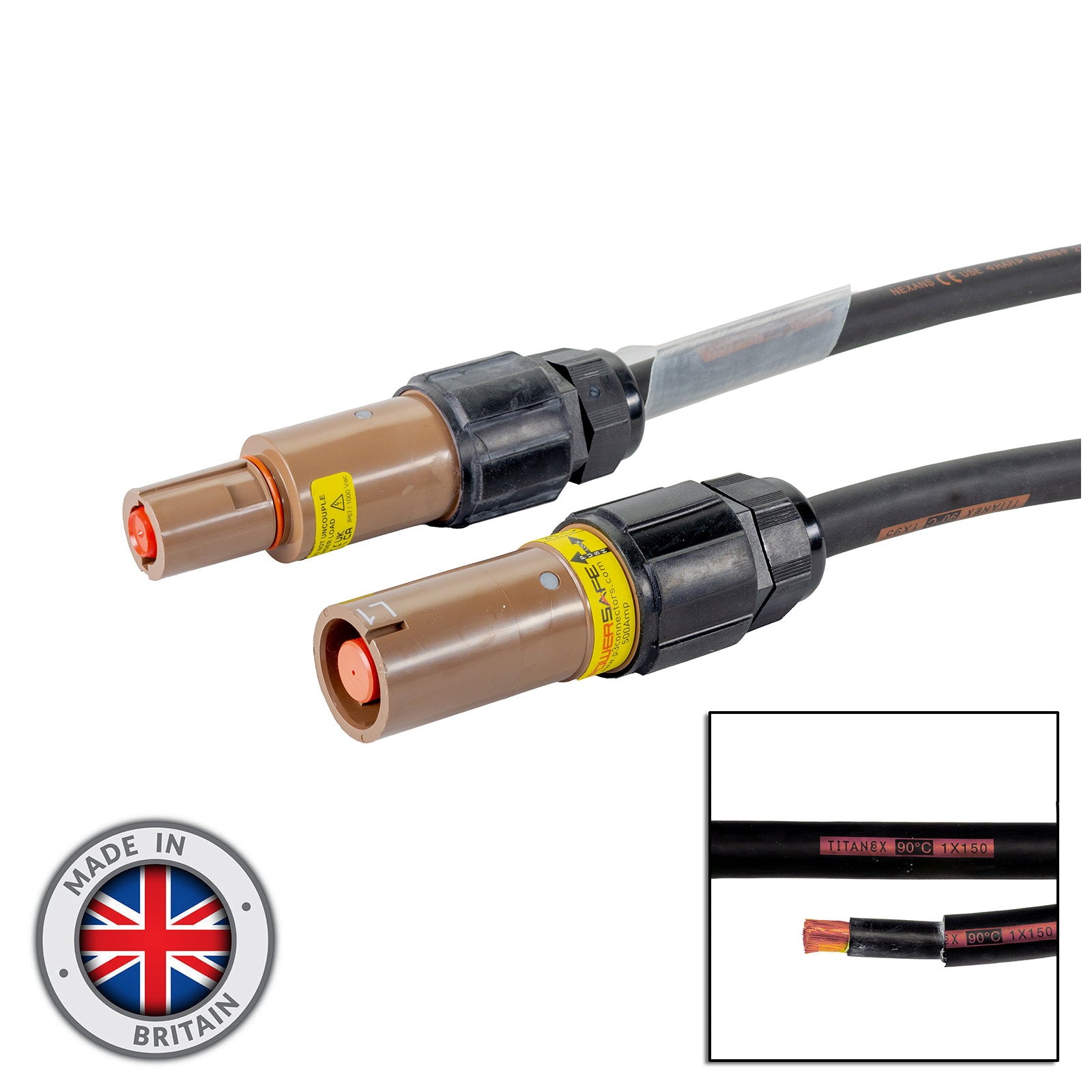 Elumen8 15m 150mm Powerlock Male Source - Female Drain L1 Brown - Alternate View 1