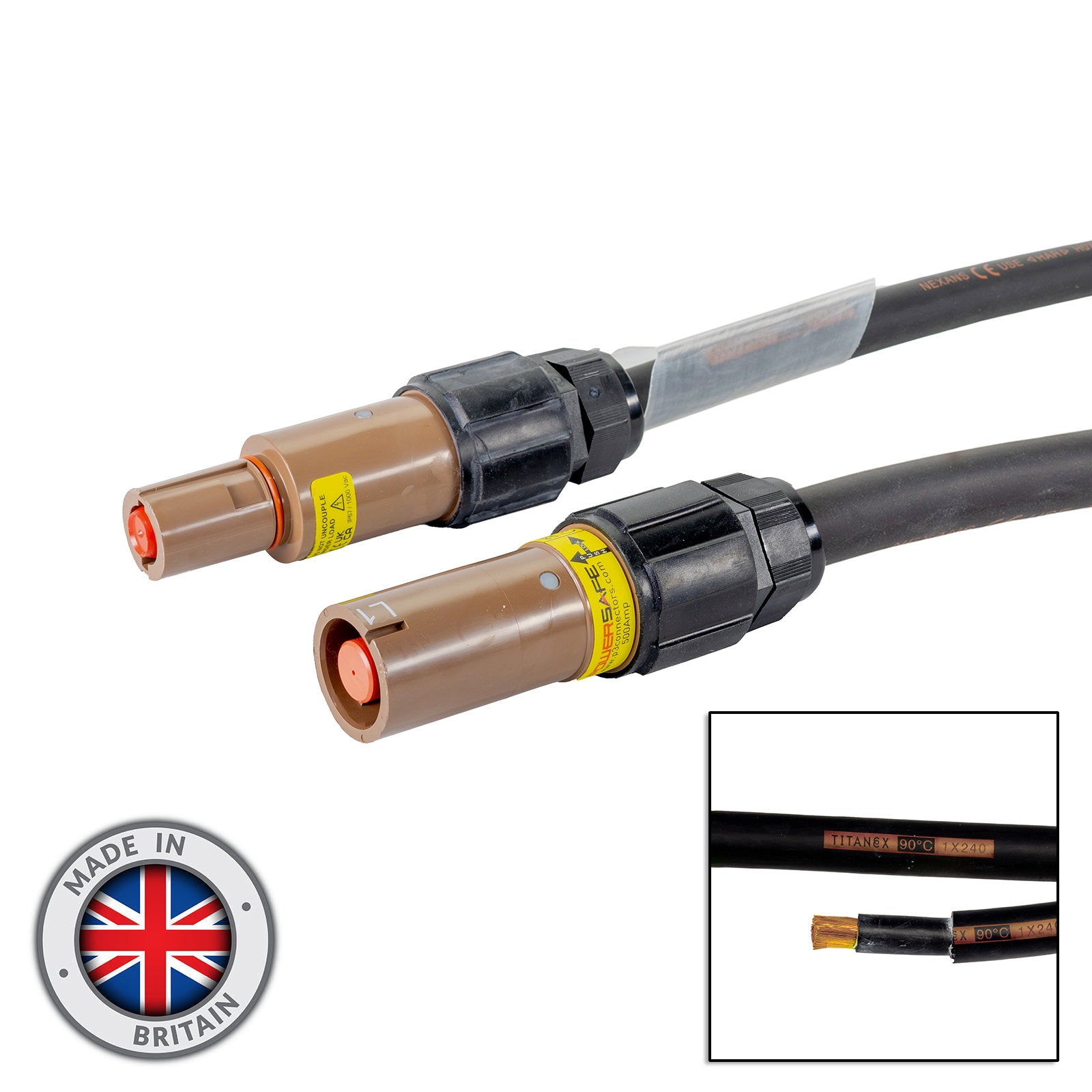 Elumen8 30m 240mm Powerlock Male Source - Female Drain L1 Brown - Alternate View 3