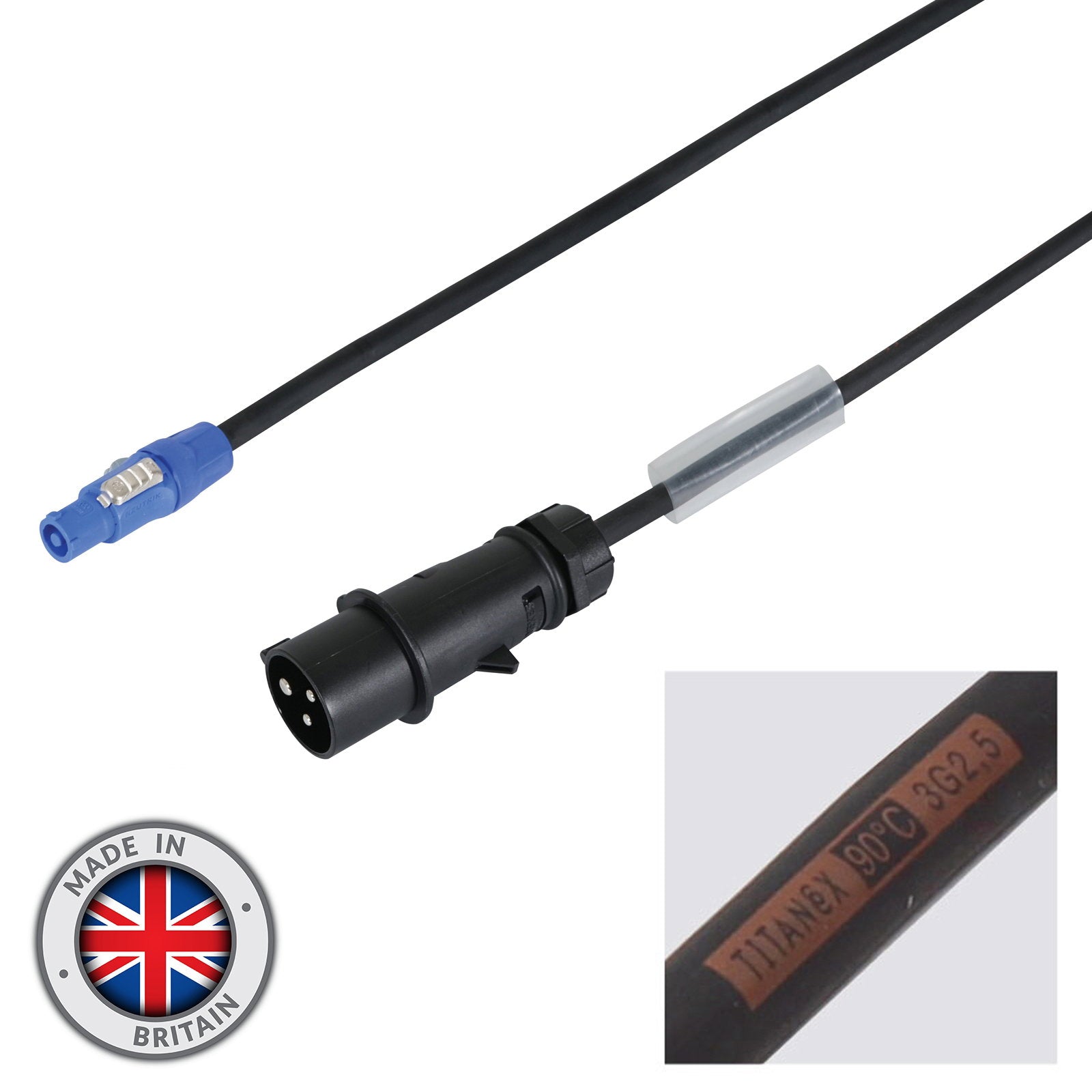 Elumen8 1m 2.5mm 16A Male Mennekes – powerCON Cable - Alternate View 1