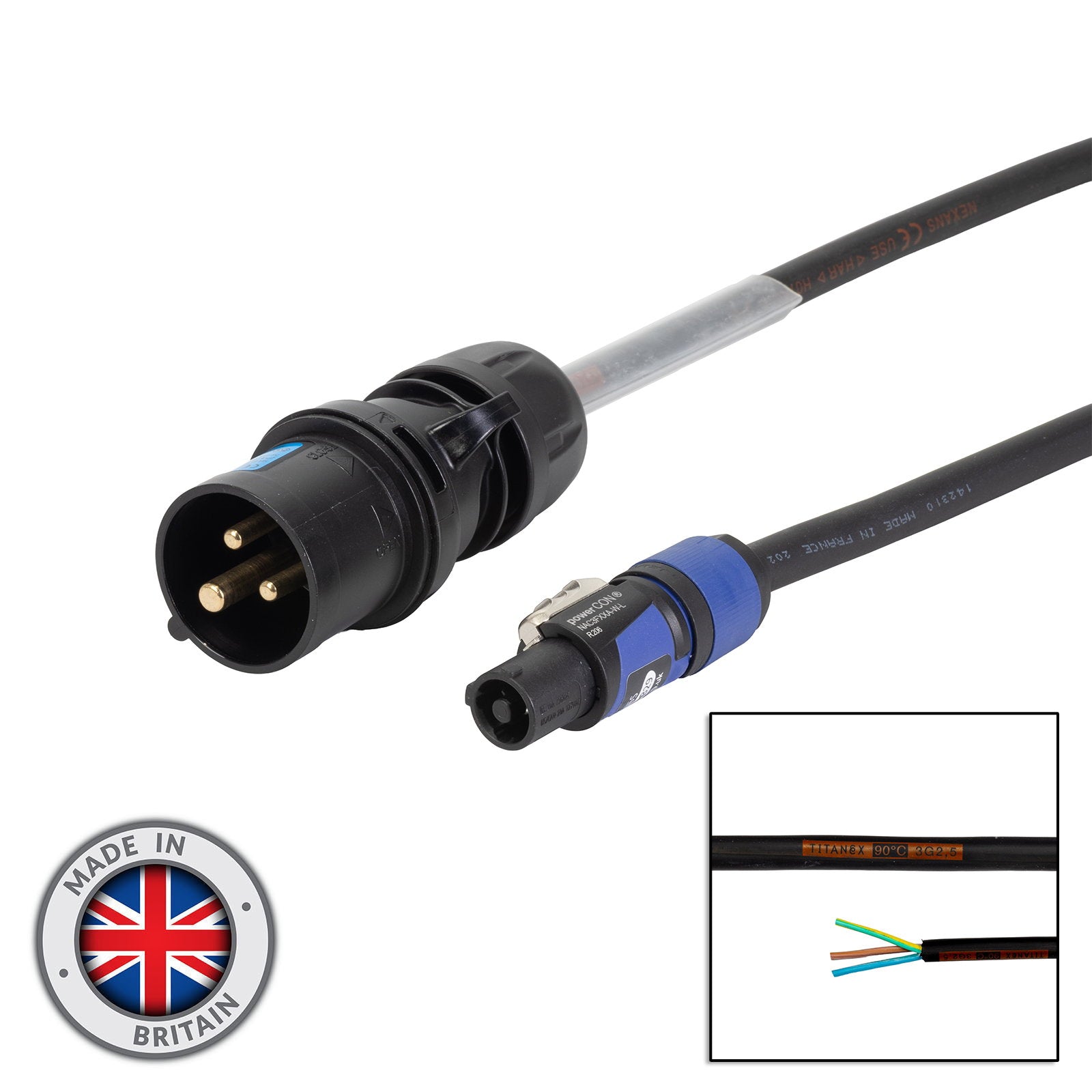 Elumen8 10m 2.5mm 16A Male – powerCON Cable - Main View