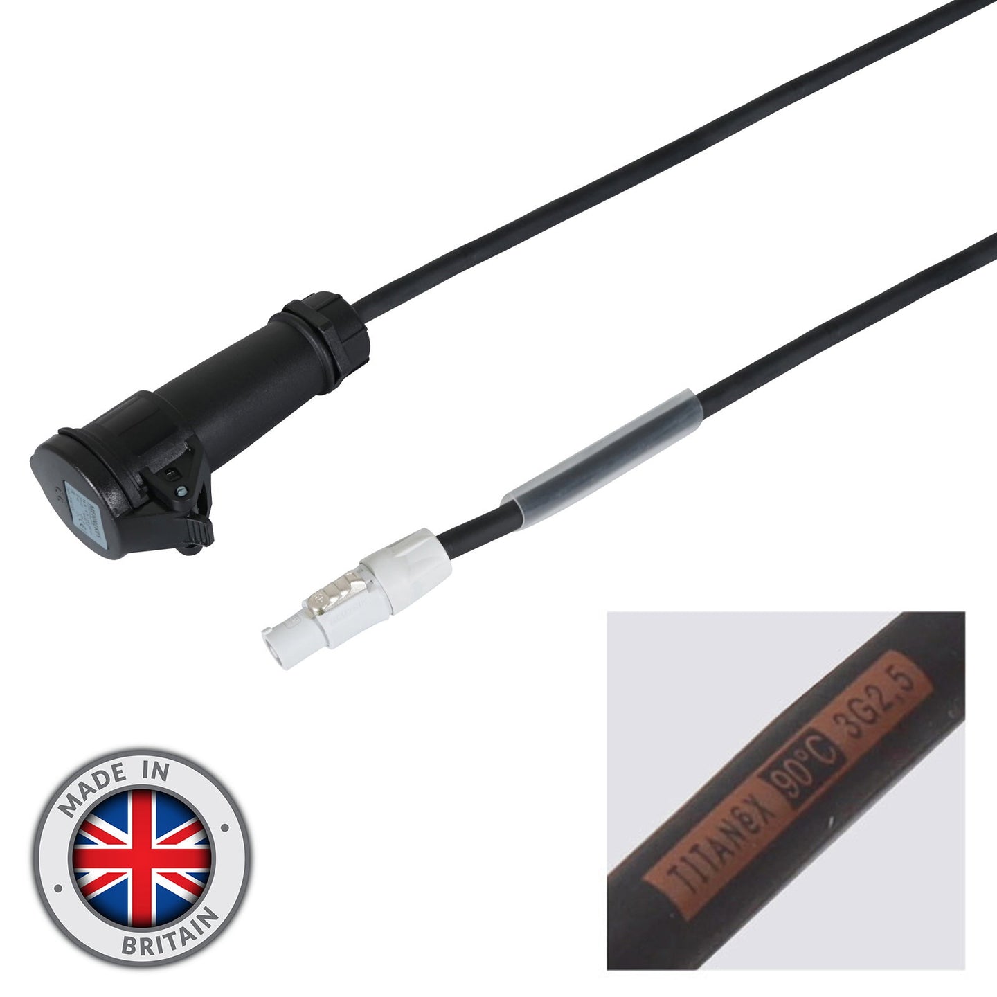 Elumen8 1m 2.5mm powerCON - 16A Female Mennekes Cable - Main View