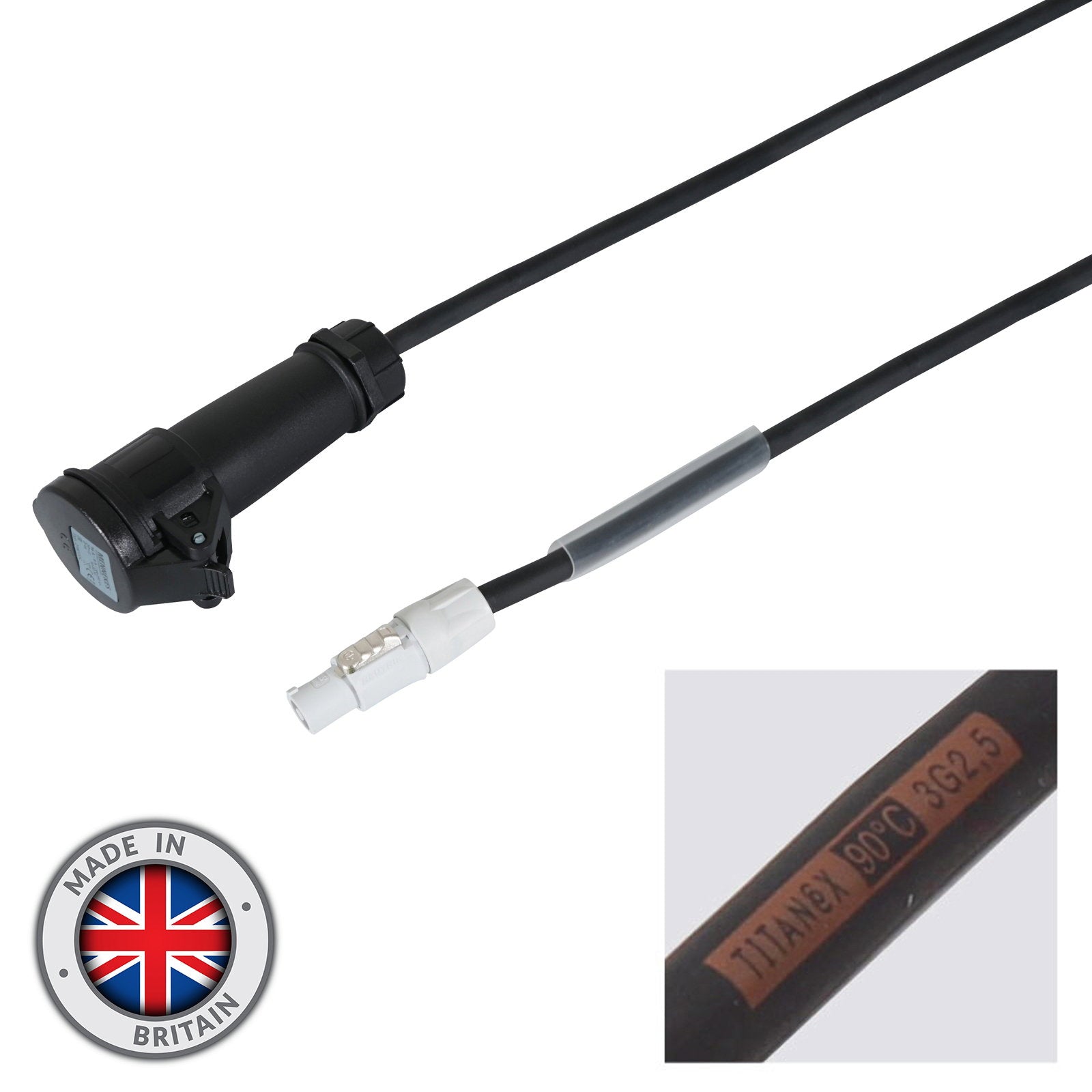 Elumen8 1m 2.5mm powerCON - 16A Female Mennekes Cable - Main View