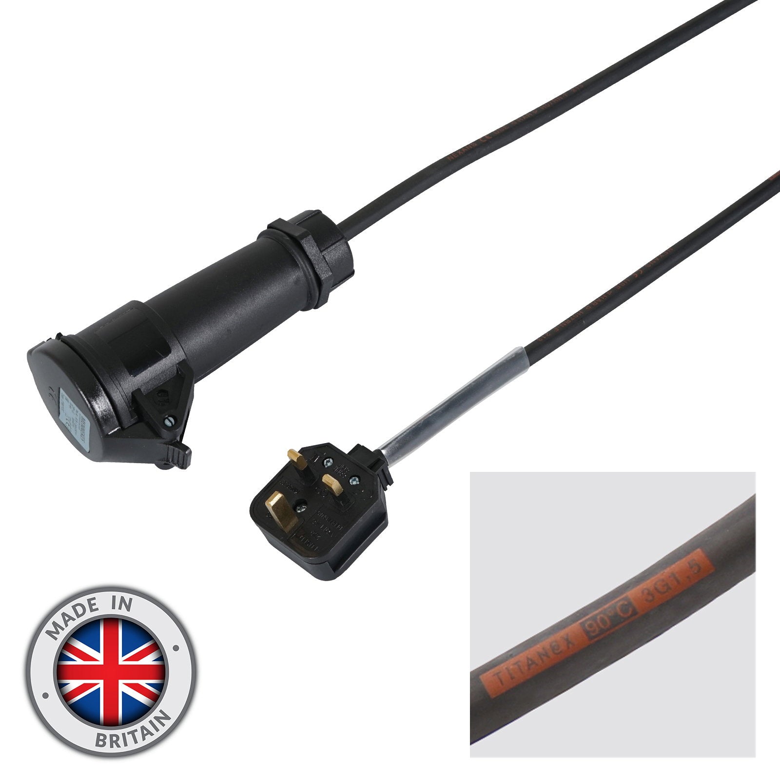 Elumen8 1m 1.5mm 13A Plug - 16A Female Mennekes Cable - Alternate View 1